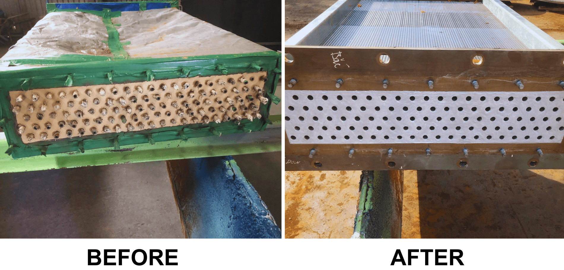 Belzona application for tubesheets - done by VIVABLAST team